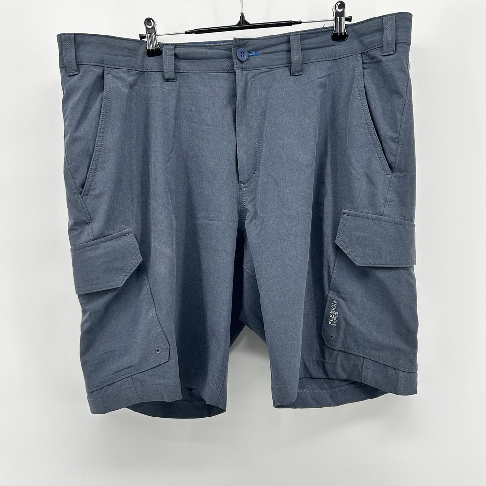 Eddie Bauer Flexion Amphib Cargo Shorts Mens 38 Navy Stretch Hybrid Outdoor